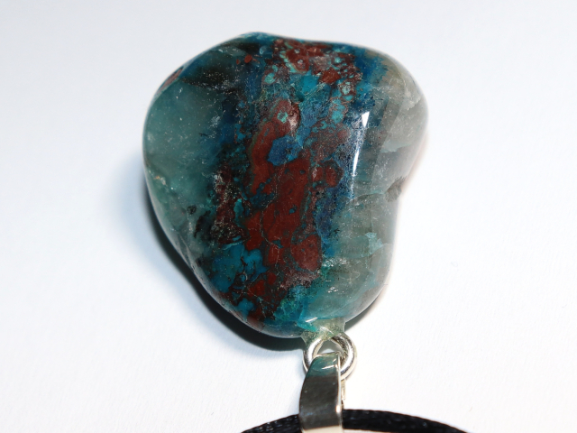 chrysocolla with cuprite with cord or silver 925