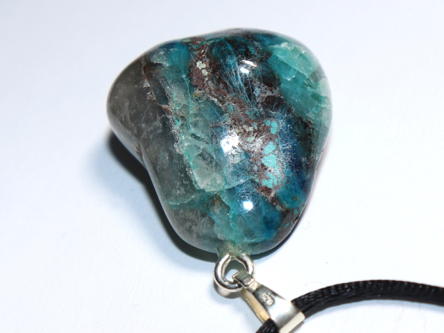 chrysocolla with cuprite with cord or silver 925