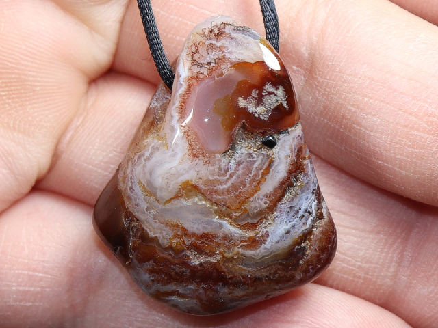 fire agate with cord or silver 925