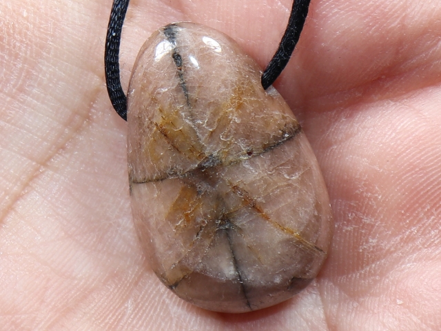 cross stone with cord or silver 925