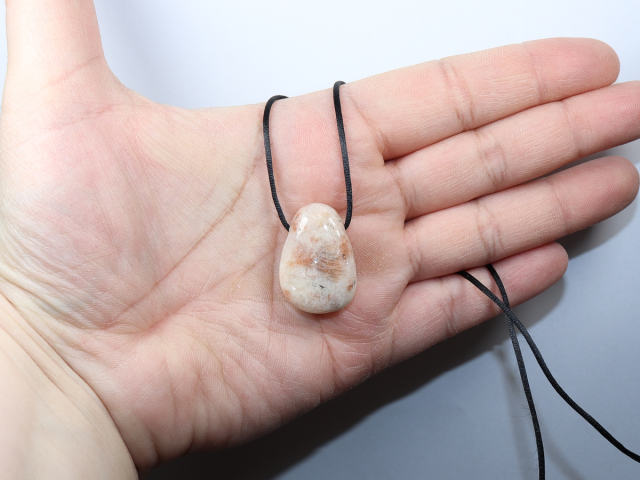sunstone with cord or silver 925
