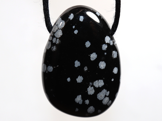 snowflake obsidian with cord or silver 925