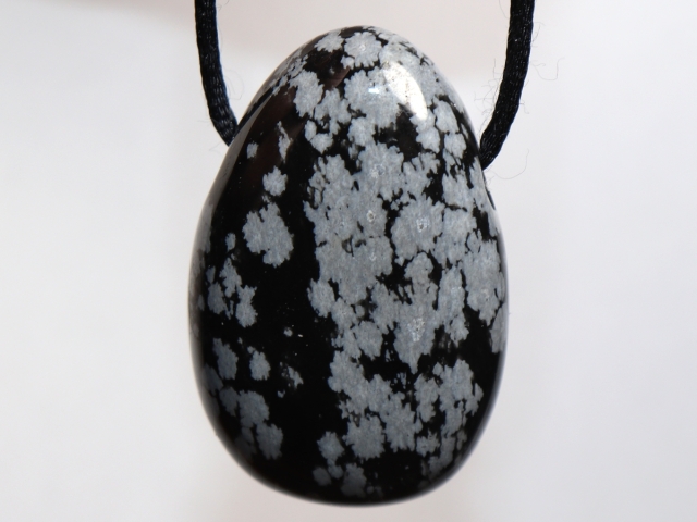 snowflake obsidian with cord or silver 925