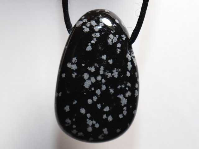 Preview: snowflake obsidian with cord or silver 925