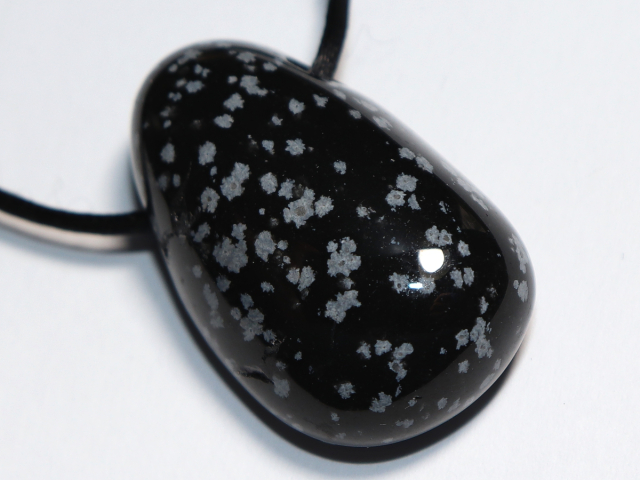 snowflake obsidian with cord or silver 925