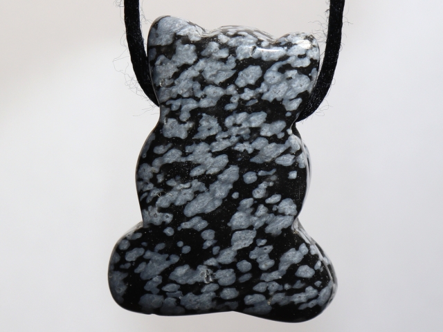 snowflake obsidian with cord or silver 925