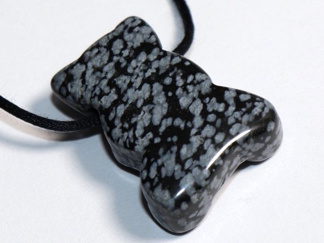 snowflake obsidian with cord or silver 925