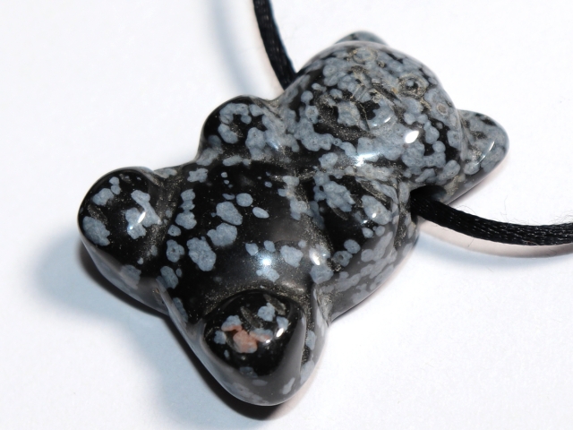snowflake obsidian with cord or silver 925