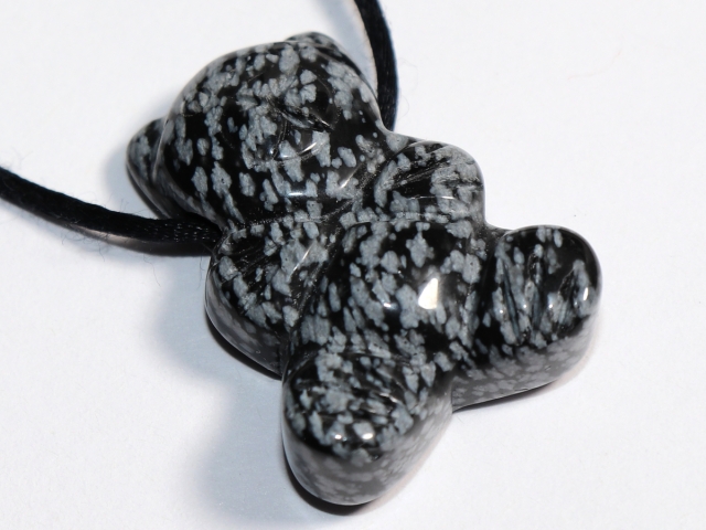 snowflake obsidian with cord or silver 925