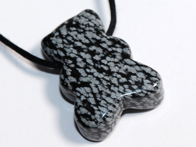 snowflake obsidian with cord or silver 925