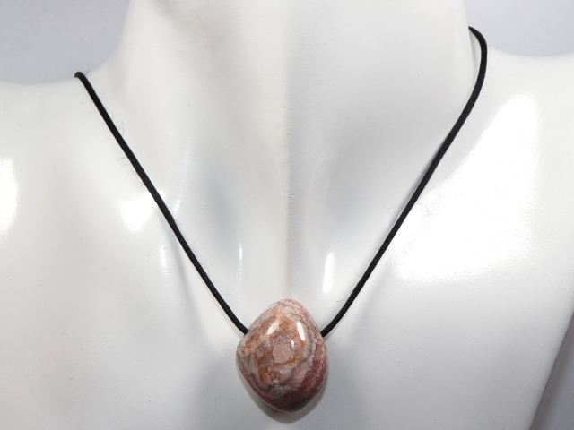 Preview: rhodochrosite with cord or silver 925
