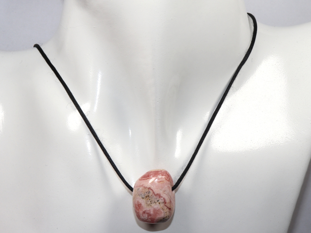 Preview: rhodochrosite with cord or silver 925