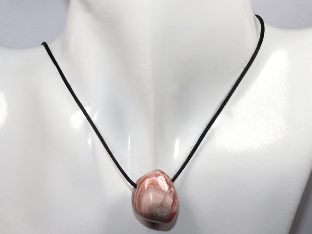 Preview: rhodochrosite with cord or silver 925
