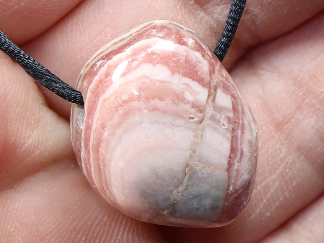 rhodochrosite with cord or silver 925