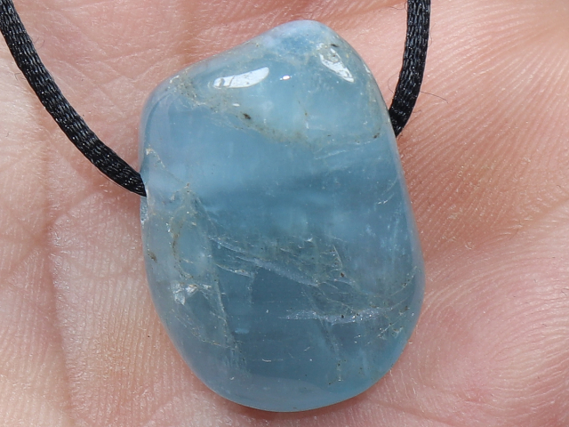 aquamarine with cord or silver 925