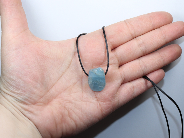 aquamarine with cord or silver 925