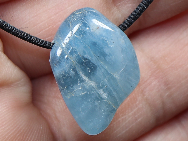 aquamarine with cord or silver 925