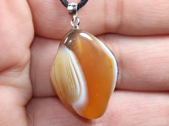 Botswana agate with cord or silver 925