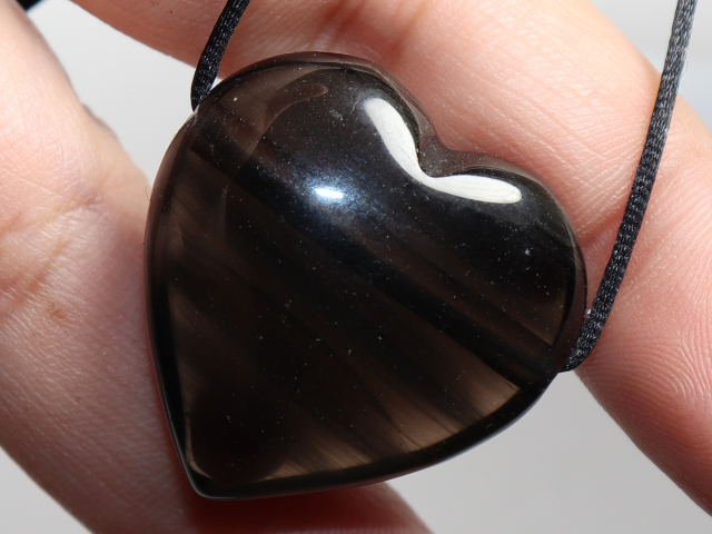 lamellated obsidian with cord or silver 925