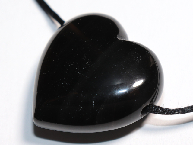 lamellated obsidian with cord or silver 925