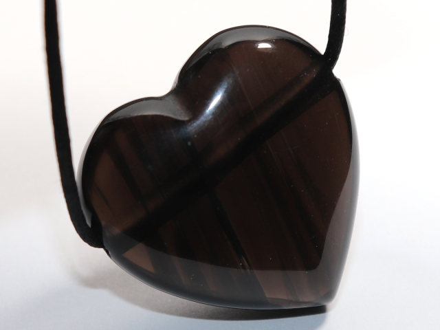 lamellated obsidian with cord or silver 925