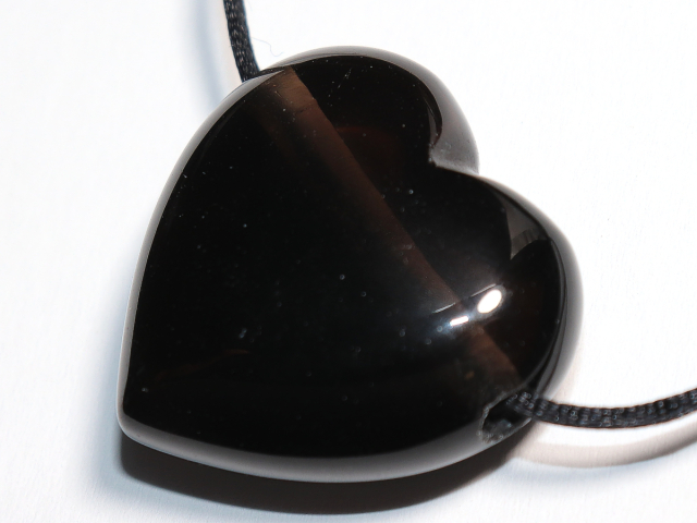lamellated obsidian with cord or silver 925