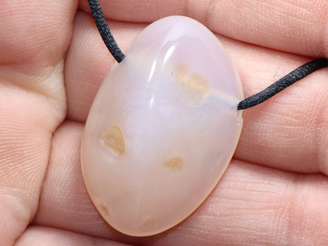 pink chalcedony with cord or silver 925