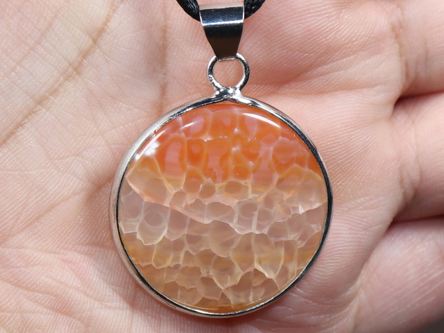 fire agate with cord or silver 925