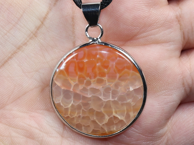 fire agate with cord or silver 925