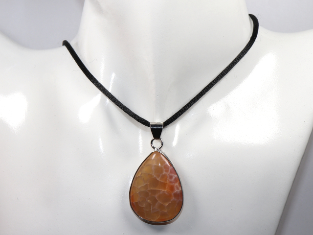 Preview: fire agate with cord or silver 925