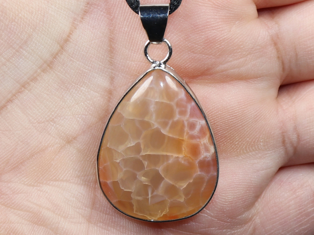 fire agate with cord or silver 925