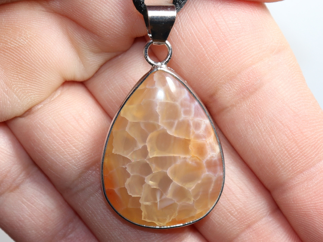 fire agate with cord or silver 925