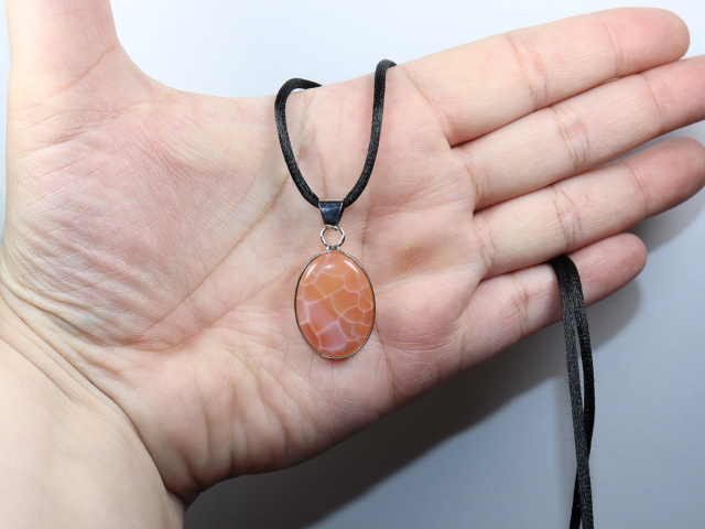 fire agate with cord or silver 925