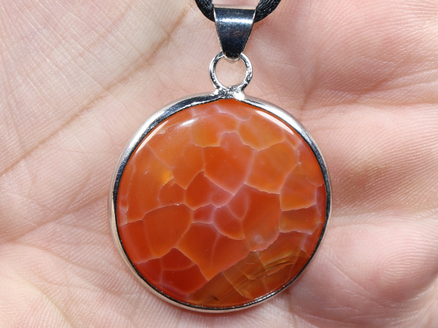fire agate with cord or silver 925