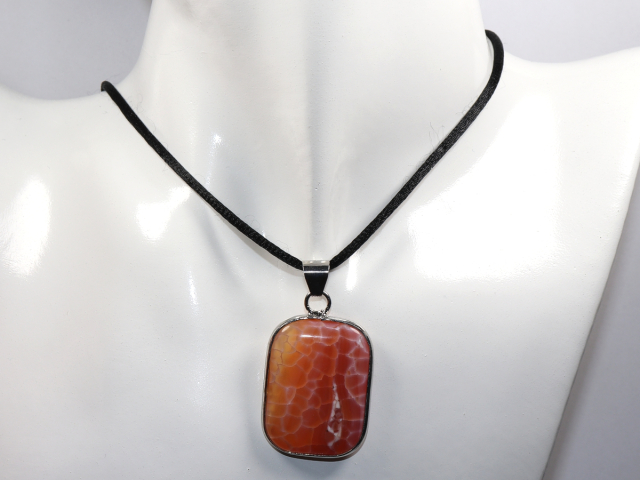Preview: fire agate with cord or silver 925