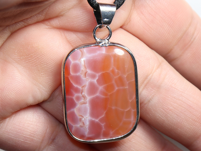fire agate with cord or silver 925
