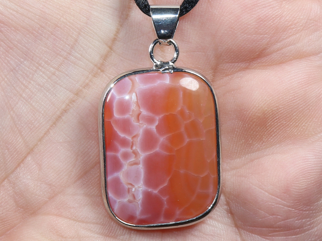 fire agate with cord or silver 925
