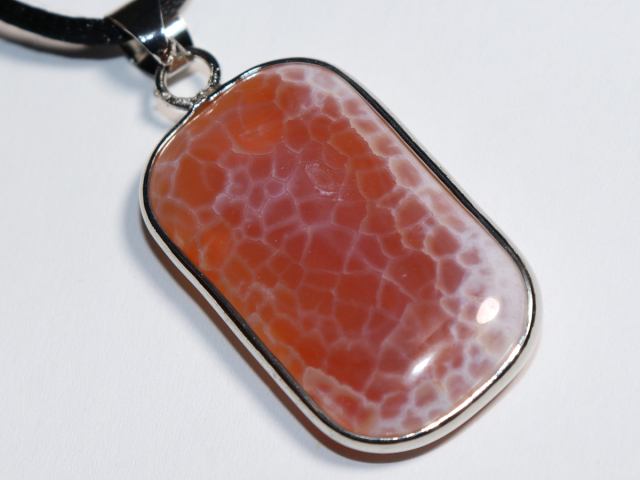 fire agate with cord or silver 925
