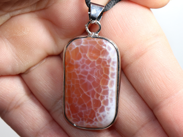 fire agate with cord or silver 925