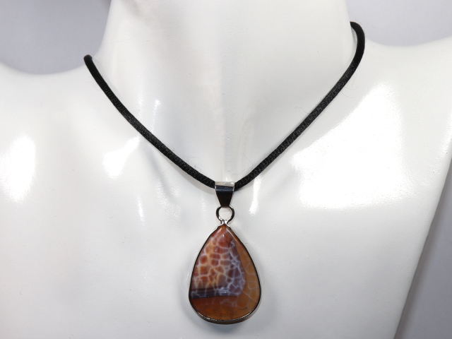 Preview: fire agate with cord or silver 925