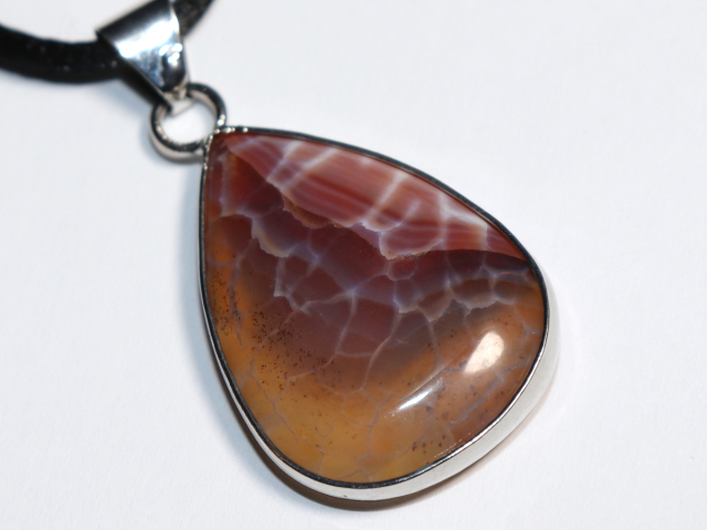 fire agate with cord or silver 925