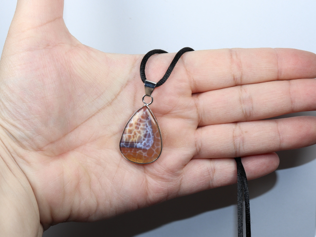 fire agate with cord or silver 925