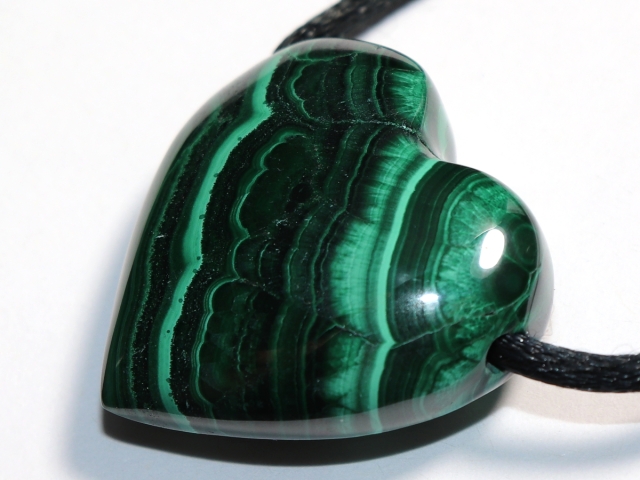 malachite (heart) | necklace with cord or silver 925