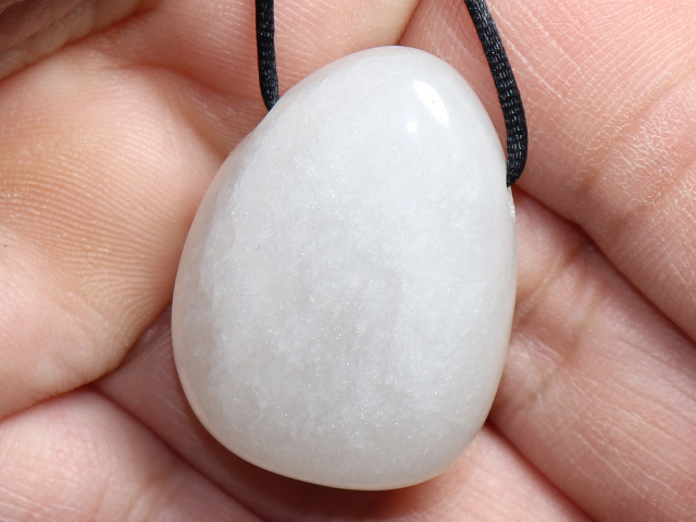 snow quartz with cord or silver 925