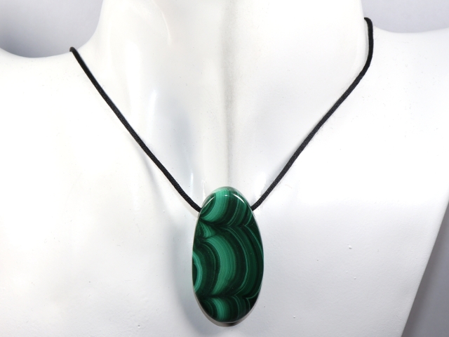 malachite with cord or silver 925