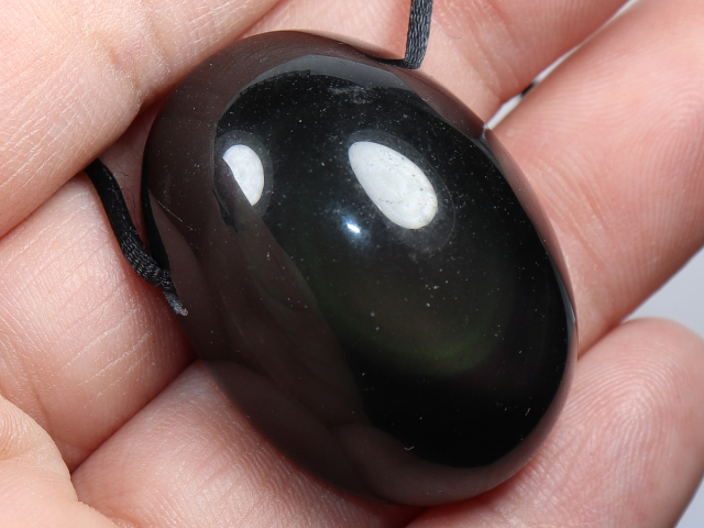 rainbow obsidian with cord or silver 925