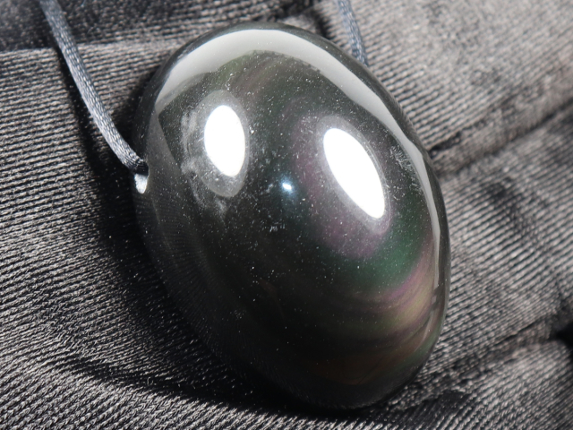 rainbow obsidian with cord or silver 925