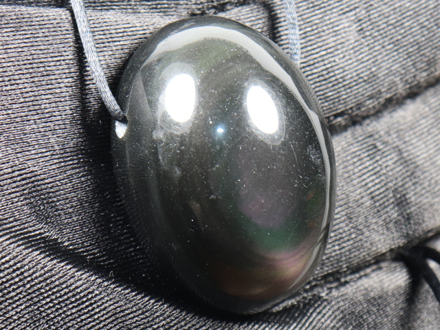 rainbow obsidian with cord or silver 925