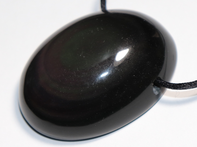 rainbow obsidian with cord or silver 925