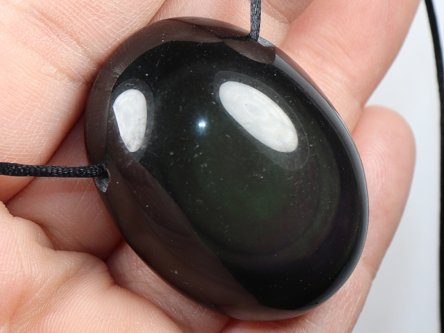 rainbow obsidian with cord or silver 925
